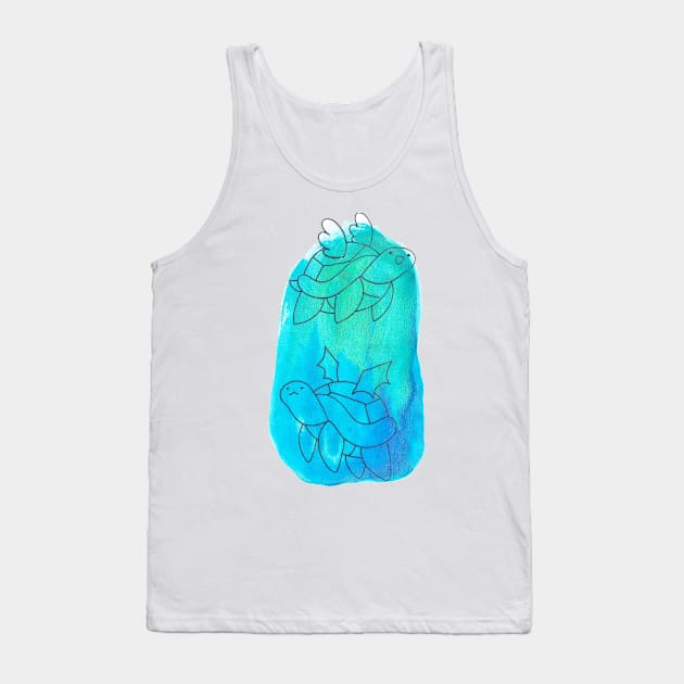 Winged Watercolor Turtles Tank Top by saradaboru